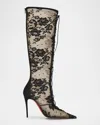 Christian Louboutin Km Lace Botta Knee-high Boots 100 In Black