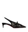 Christian Louboutin Km Lace Sling Slingback Pumps 45 In Black