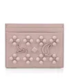 Christian Louboutin Womens Vintage Rose Kios Embellished Leather Card Holder In Pink