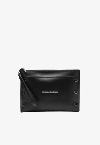 Christian Louboutin Kosmica Zip Clutch Bag In Black
