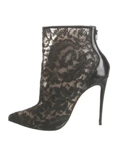 Pre-owned Christian Louboutin Lace Lace Pattern Boots In Black