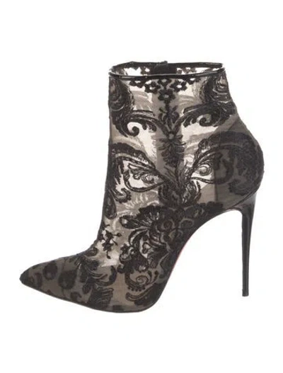 Pre-owned Christian Louboutin Lace Lace Pattern Boots In Black