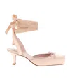 Christian Louboutin Cassia 55 Bow-detailed Grosgrain-trimmed Satin Pumps In Neutral