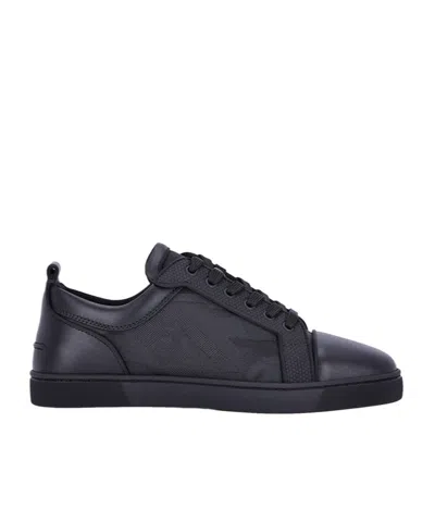 Christian Louboutin Louis Junior Orlato Leather Sneakers In Black