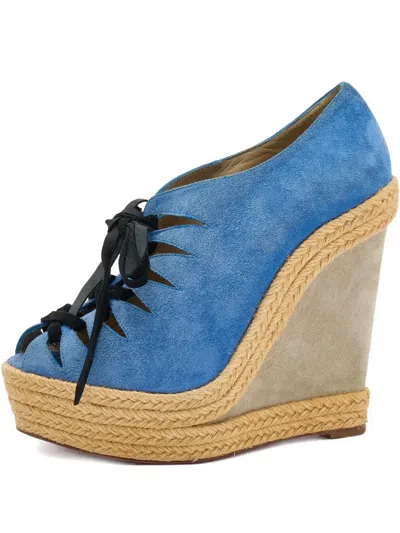 Pre-owned Christian Louboutin Lace-up Platform Wedge Sandals
