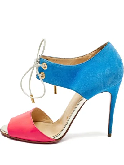 Pre-owned Christian Louboutin Lace-up Sandals In Blue