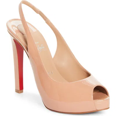 Christian Louboutin 120mm Lady Fanny Patent Leather Peep-toe Pumps In Brown
