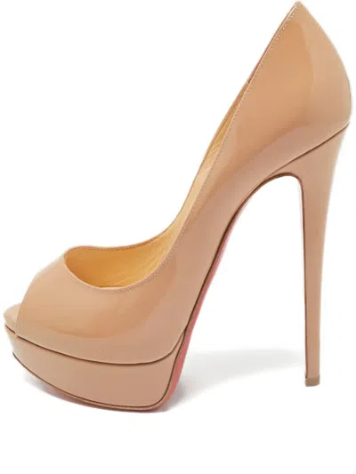 Pre-owned Christian Louboutin Lady Peep Heeled Pumps In Neutral