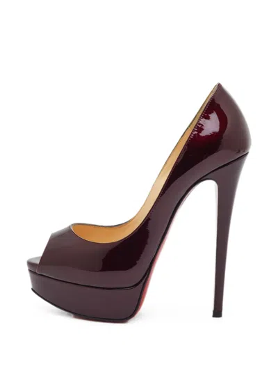 Pre-owned Christian Louboutin Lady Peep Heeled Pumps In Red