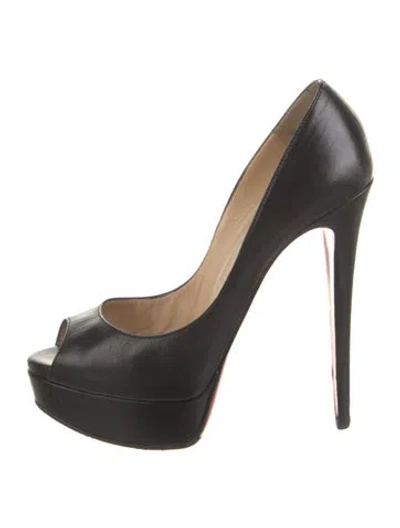 Pre-owned Christian Louboutin Lady Peep Leather Pumps In Black