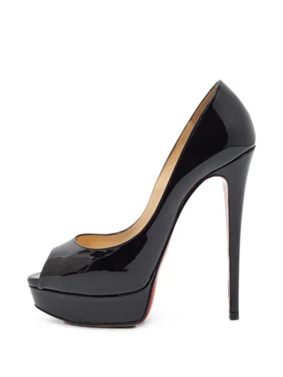 Pre-owned Christian Louboutin Lady Peep Patent-leather Pumps In Black