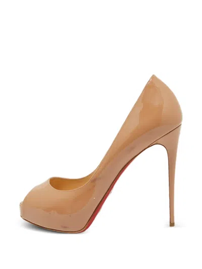 Pre-owned Christian Louboutin Lady Peep Peep-toe Pumps In Neutral