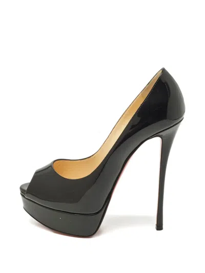 Pre-owned Christian Louboutin Lady Peep Platform Pumps In Black