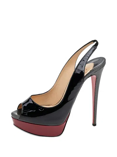 Pre-owned Christian Louboutin Lady Peep Platform Pumps In Black