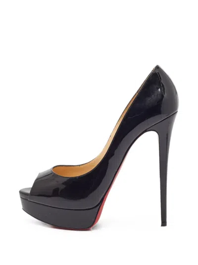 Pre-owned Christian Louboutin Lady Peep Platform Pumps In Black