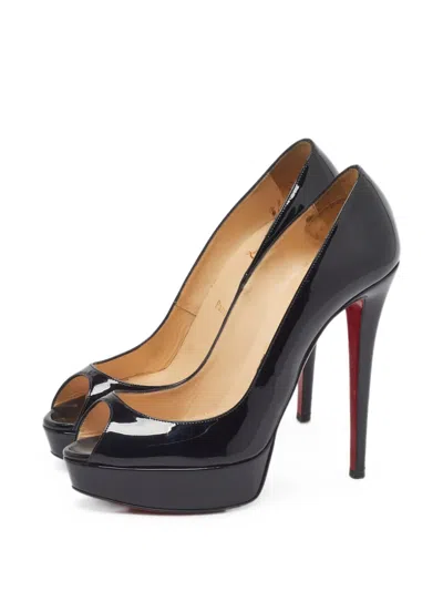 Pre-owned Christian Louboutin Lady Peep Platform Pumps In Black