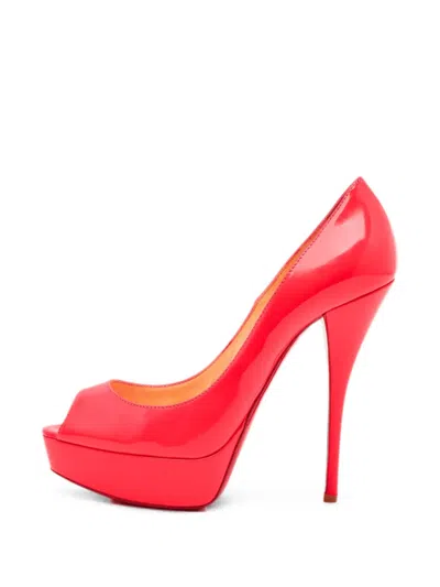 Pre-owned Christian Louboutin Lady Peep Platform Pumps In Pink