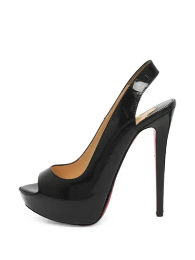 Pre-owned Christian Louboutin Lady Peep Platform Sandals In Black