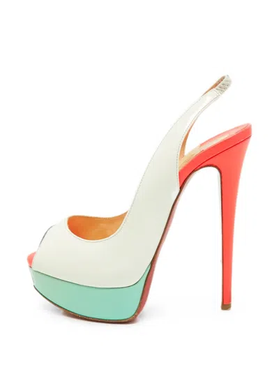 Pre-owned Christian Louboutin Lady Peep Platform Sandals In White