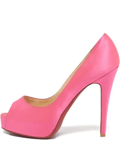 Pre-owned Christian Louboutin Lady Peep Pumps In Pink