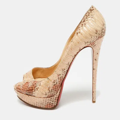 Pre-owned Christian Louboutin Lady Peep Size 41 Multicolor Python Leather Platform Pumps