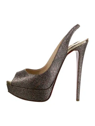 Pre-owned Christian Louboutin Lady Peep Sling 150 Glitter Slingback Pumps In Multicolor