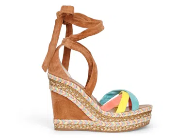Pre-owned Christian Louboutin Lagoadonna 120 Veau Velours Wedge (women's) Sneakers In Multi
