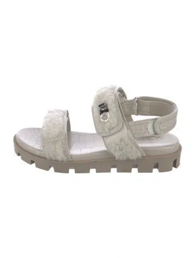 Pre-owned Christian Louboutin Lamb Fur Espadrilles In White