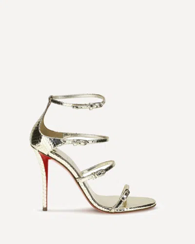 Christian Louboutin Millenium 100 Python Leather Sandals In Neutral