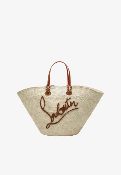 Christian Louboutin Large Cabata Raffia Tote Bag In Sand