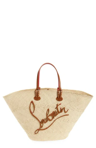 Christian Louboutin Cabata Large Basket Tote Bag In Raffia And Leather In Neutral