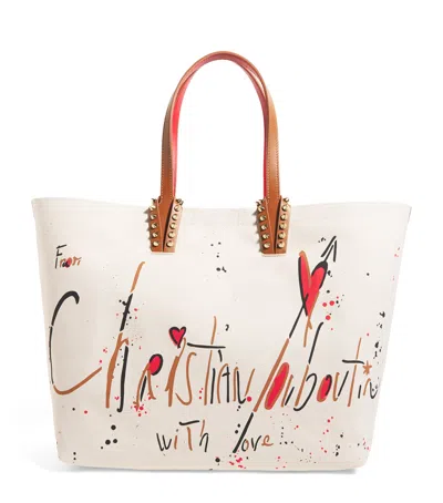 CHRISTIAN LOUBOUTIN LARGE CANVAS CABATA BEACH BAG