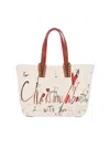 Christian Louboutin Large Cotton Tote Bag With Leather Accents In White