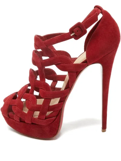 Pre-owned Christian Louboutin Larissa Ankle-strap Shoes In Red