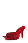 Christian Louboutin Lasera Strass Heeled Mules 100 In Red