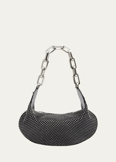 Christian Louboutin Le 54 Chain Shoulder Bag In Strass Netting Nappa In Black