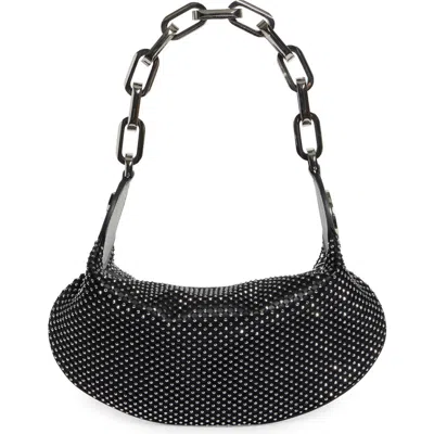 Christian Louboutin Le 54 Crystal Embellished Leather Shoulder Bag In B781 Black/black/silver/silver