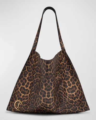Christian Louboutin Le 54 Leopard-print Leather Tote Bag In Brown