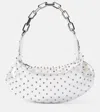 Christian Louboutin Le 54 Spiked Metallic Leather Shoulder Bag In Silver