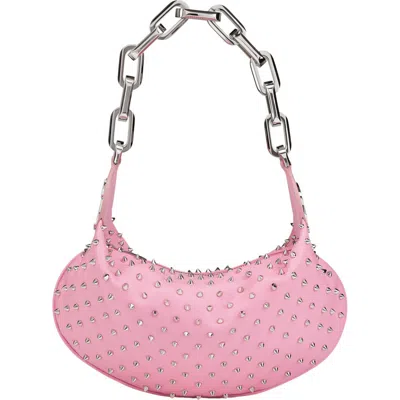 Christian Louboutin Le 54 Studded Leather Shoulder Bag In P951 Calipso/ Silver/ Silver