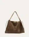 Christian Louboutin Le 54 Suede Drawstring Tote In Medium Gray
