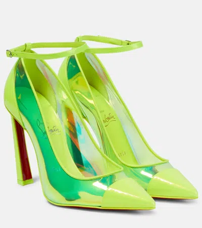 Christian Louboutin Leather And Pvc Pumps In Fluo Yellow/lin Fluo Yellow