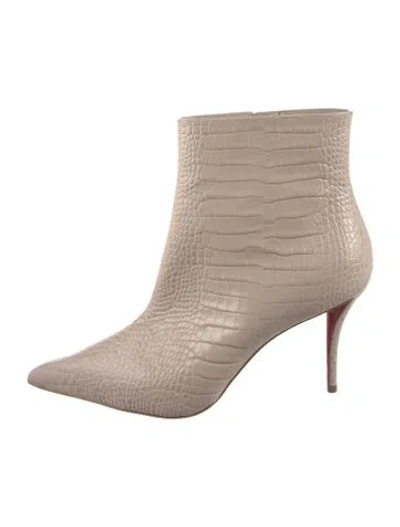 Pre-owned Christian Louboutin Leather Animal Print Boots In Neutrals