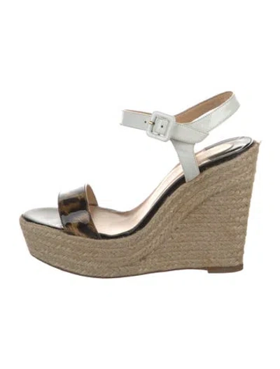 Pre-owned Christian Louboutin Leather Animal Print Espadrilles In Brown