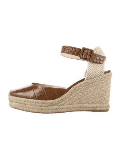 Pre-owned Christian Louboutin Leather Animal Print Espadrilles In Brown