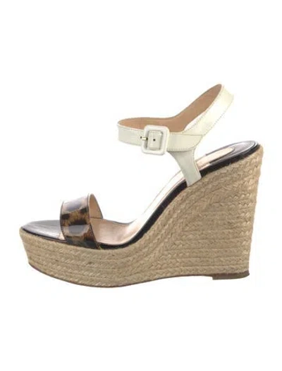 Pre-owned Christian Louboutin Leather Animal Print Espadrilles In Neutrals