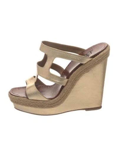 Pre-owned Christian Louboutin Leather Animal Print Gladiator Sandals In Gold