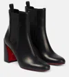 Christian Louboutin Turelastic Leather Red Sole Ankle Booties In Black