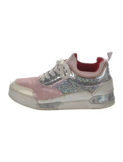 Pre-owned Christian Louboutin Leather Athletic Sneakers In Pink