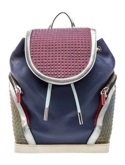 Pre-owned Christian Louboutin Leather Backpack In Blue